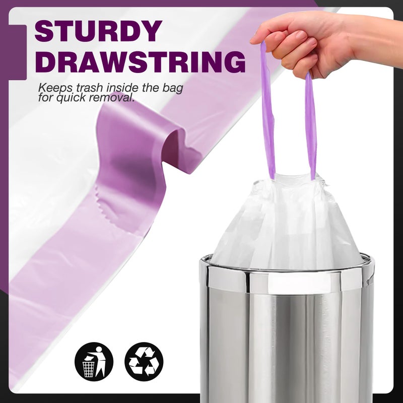 JOYEUX Small Trash Bags 4 Gallon - 90 Count Drawstring Small Garbage Bags, White Mini Trash Can Liners for Bathroom, Bedroom, Office, Faint Scented - Image 2